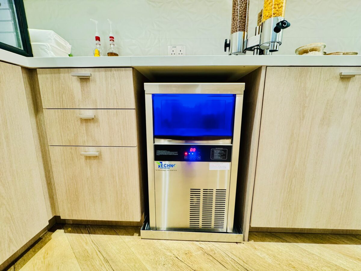 TECI-50B commercial ice maker installed in an office pantry